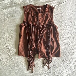 brown faux suede leather vest from hotouch ⭐️